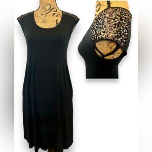 Soma Cool Days Bamboo Black w Rose Gold Sequin Shoulders Stretchy Dress Small